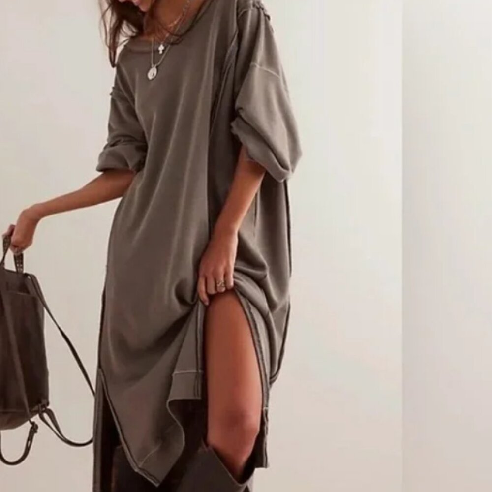 FREE PEOPLE WE THE FREE Camden Sweatshirt Dress - Dolphin Sz XS - NWT